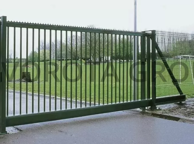 Механические откатные ворота зеленые 2100х5000