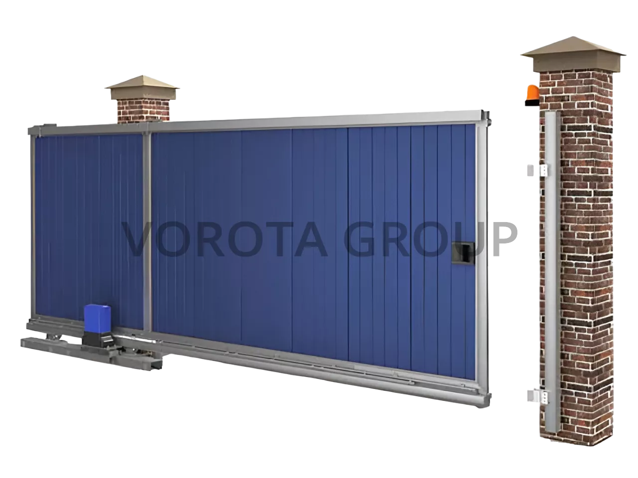 Откатные ворота из профнастила Alutech синие 3000x1900