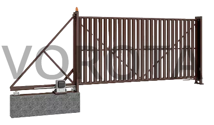 Откатные ворота на винтовых сваях Alutech из штакетника 2900x2000