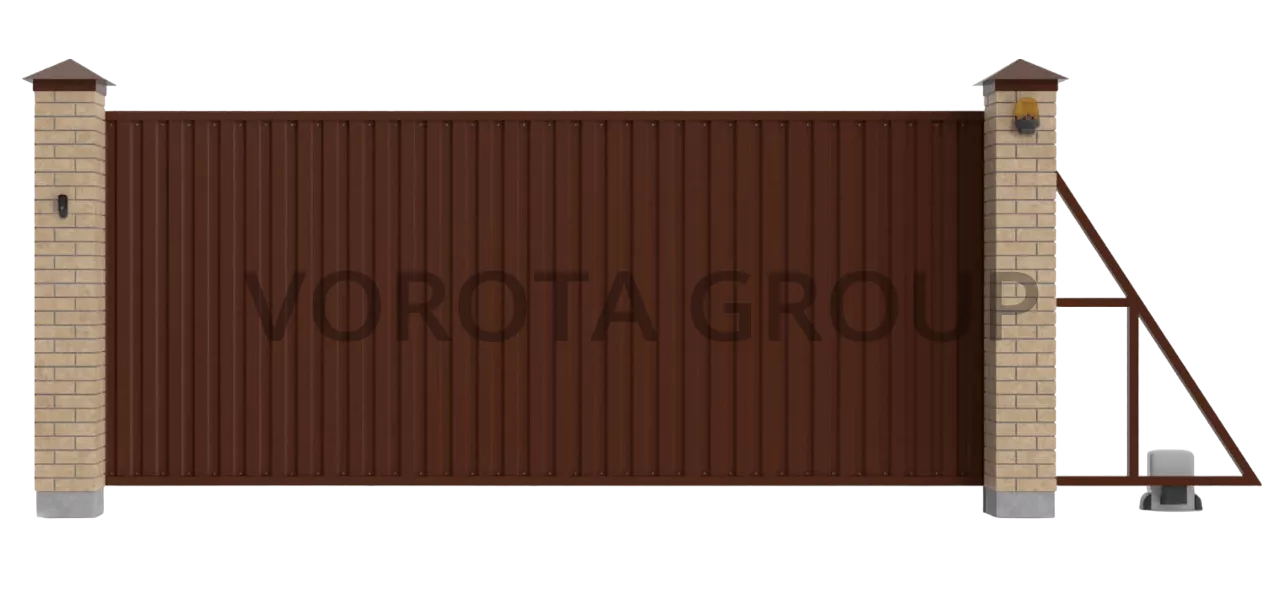 Откатные ворота Doorhan из сэндвич-панелей коричневые 2900x1900