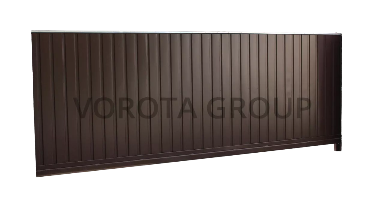 Откатные ворота из профнастила Doorhan коричневые 4000x2200