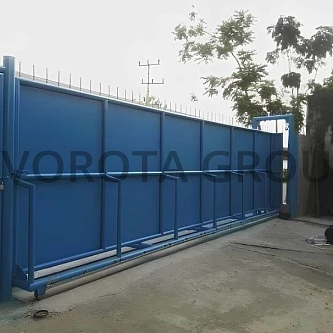 Механические откатные ворота Alutech синие 2500x1500