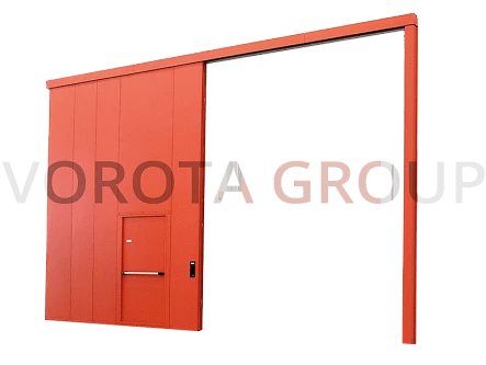Откатные противопожарные ворота 4000x3000 красные