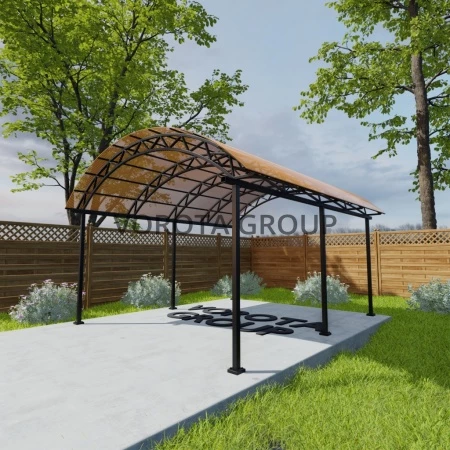 Арочный навес янтарного цвета, монолитный поликарбонат 6500*14000