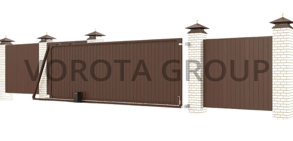 Автоматические откатные ворота Doorhan коричневого цвета 4000x2000
